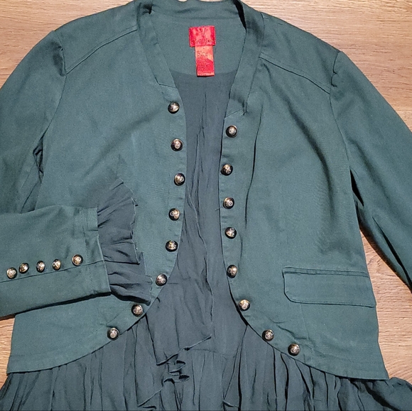 V Cristina Olive green jacket with gold button detail size large - Picture 5 of 9